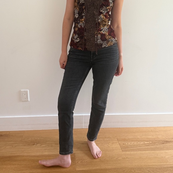 EVERLANE HIGH RISE SKINNY JEANS WASHED Black Denim -28 - Picture 5 of 17